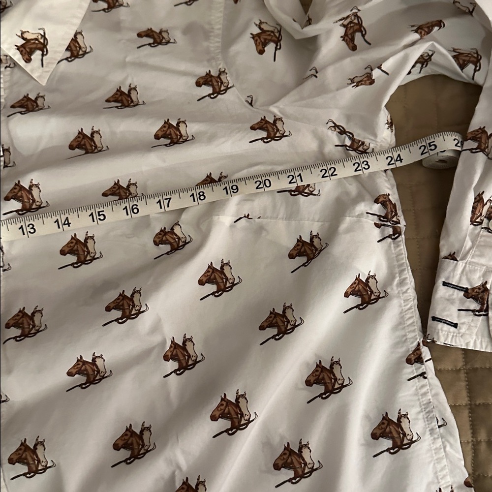 Talbots White Blouse with Brown Horse/Equestrian print - Picture 5 of 6
